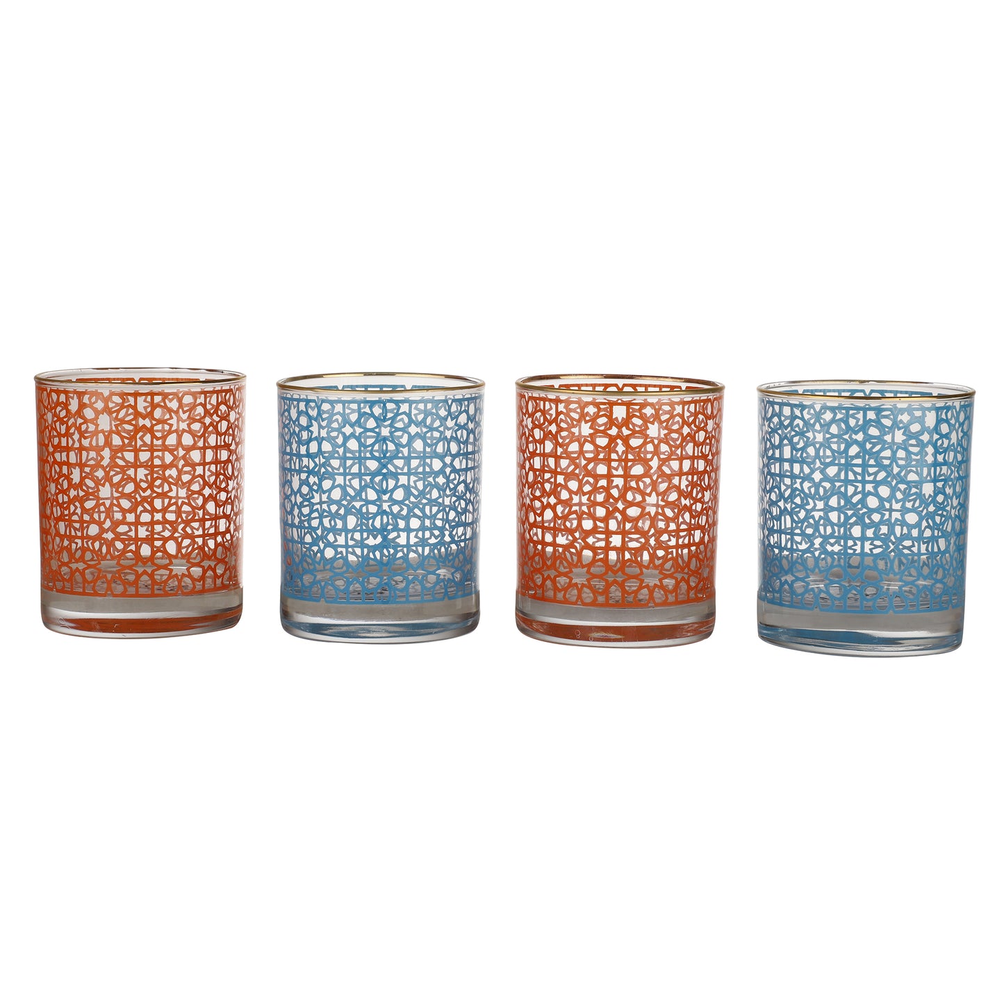 Turkish Drinking Glasses – Set of 4 (300 ml, Gold Line Finish)