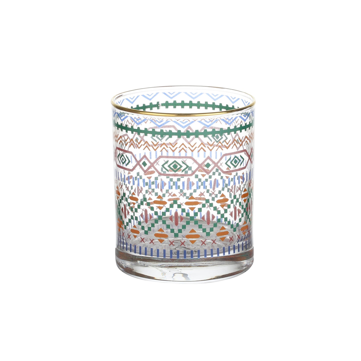 Aztec Drinking Glasses – Set of 4 (300 ml, Gold Line Finish)