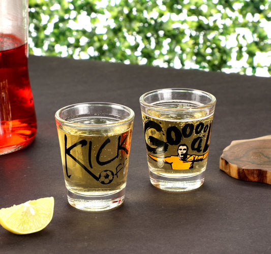 Kick Off Football Shot Glass Set of 2