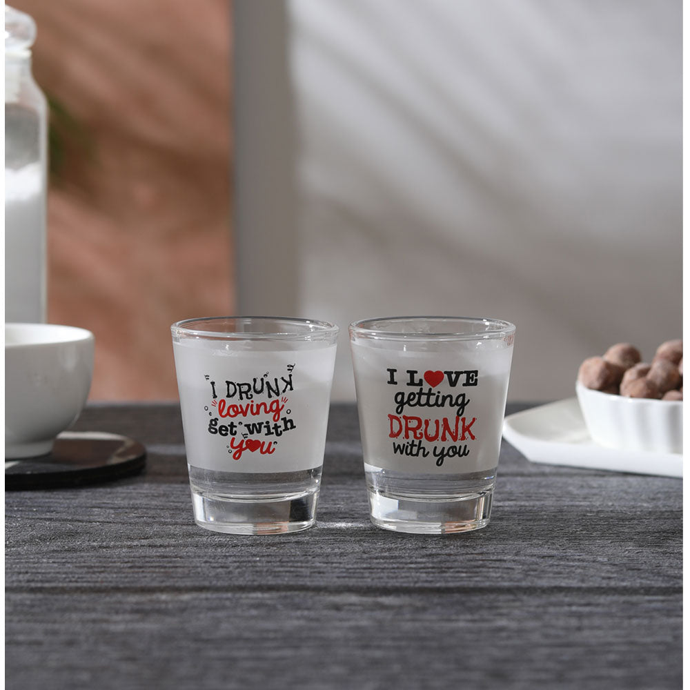 I LOVE GETTING DRUNK SHOT GLASS SET OF 2