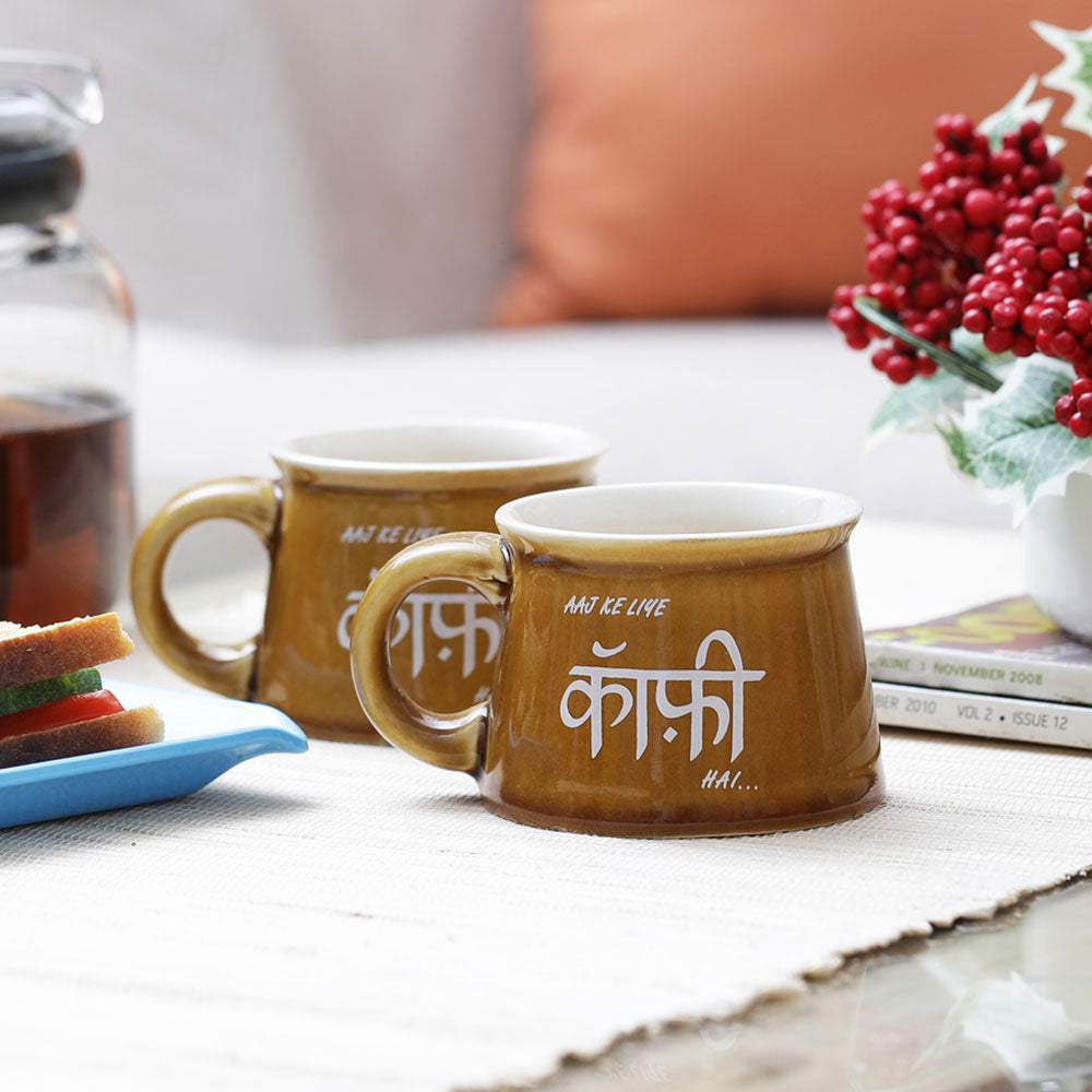 Aaj ke liye Coffee hai cups (set of 2)