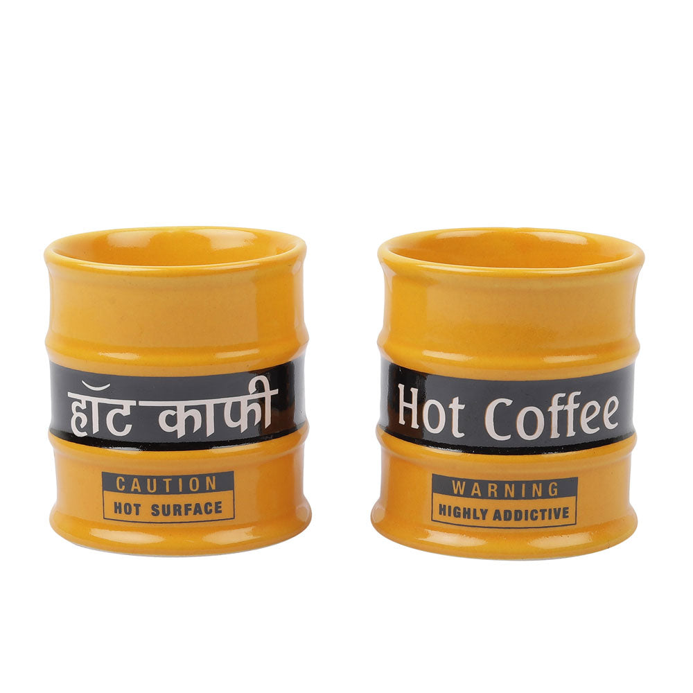 Barrel hot coffee yellow glass set of 2