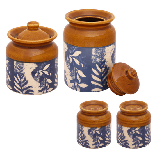 Rustic Blue Burni Jar set of 4