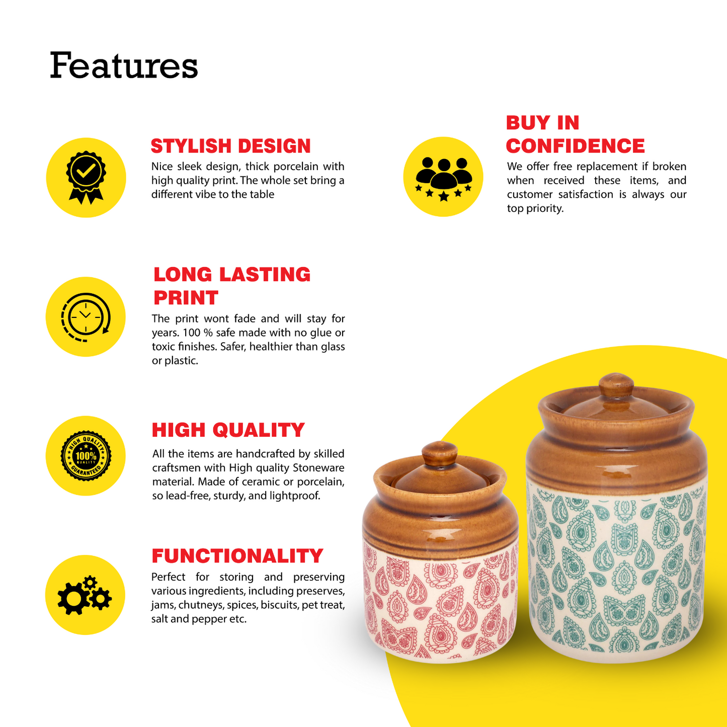 Paisley Ceramic jar set of 2