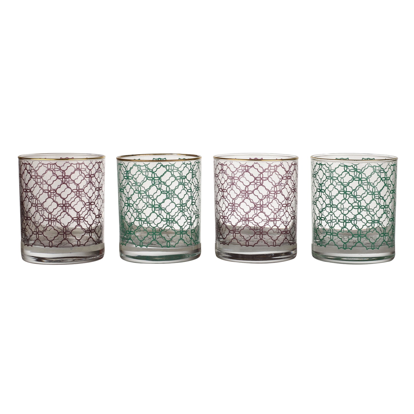 Moroccan Drinking Glasses – Set of 4 (300 ml, Gold Line Finish)