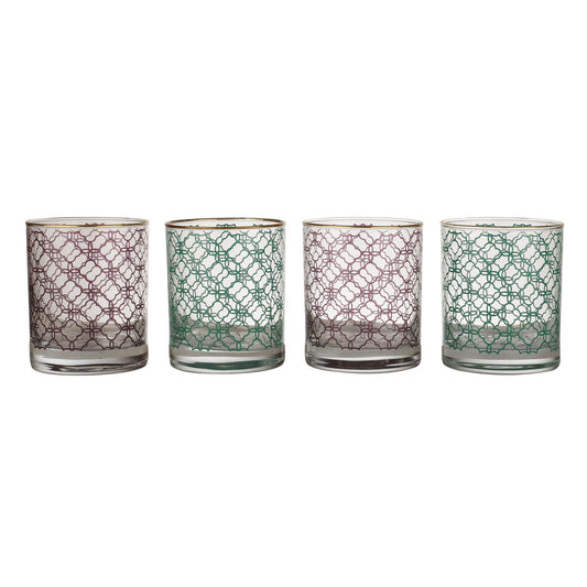 Moroccan Drinking Glasses – Set of 4 (300 ml, Gold Line Finish)