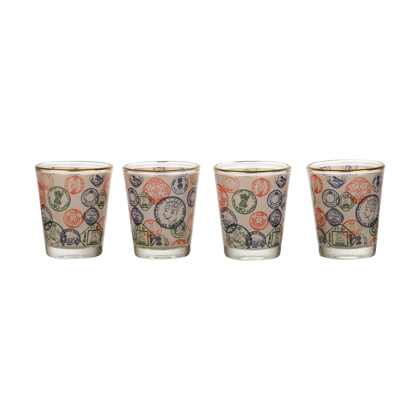 Coin Shot Glass - Gold Line - 4pcs - 60 ml