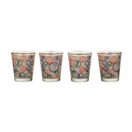 Coin Shot Glass - Gold Line - 4pcs - 60 ml