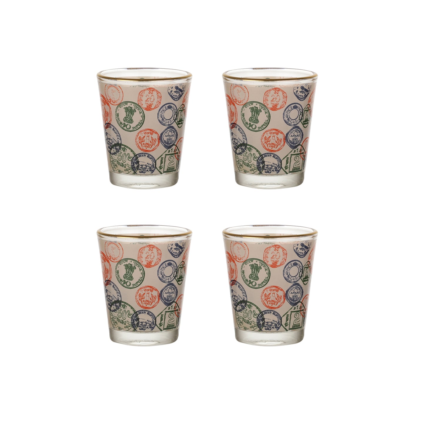 Coin Shot Glass - Gold Line - 4pcs - 60 ml