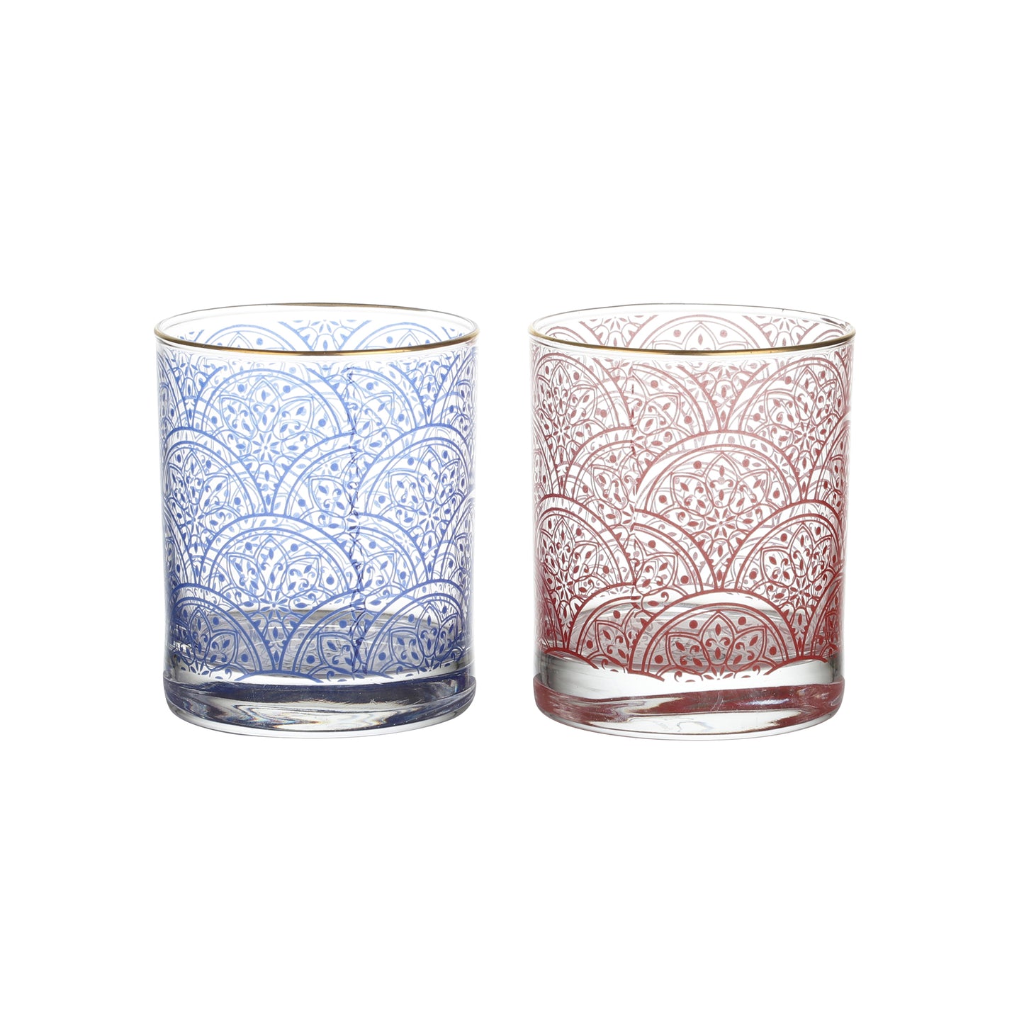 Mughal Drinking Glasses – Set of 4 (300 ml, Gold Line Finish)