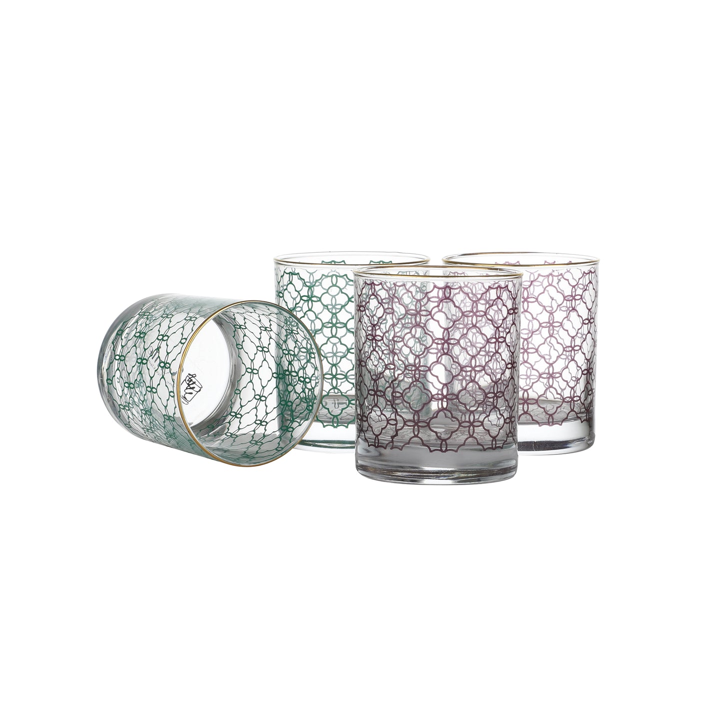 Moroccan Drinking Glasses – Set of 4 (300 ml, Gold Line Finish)