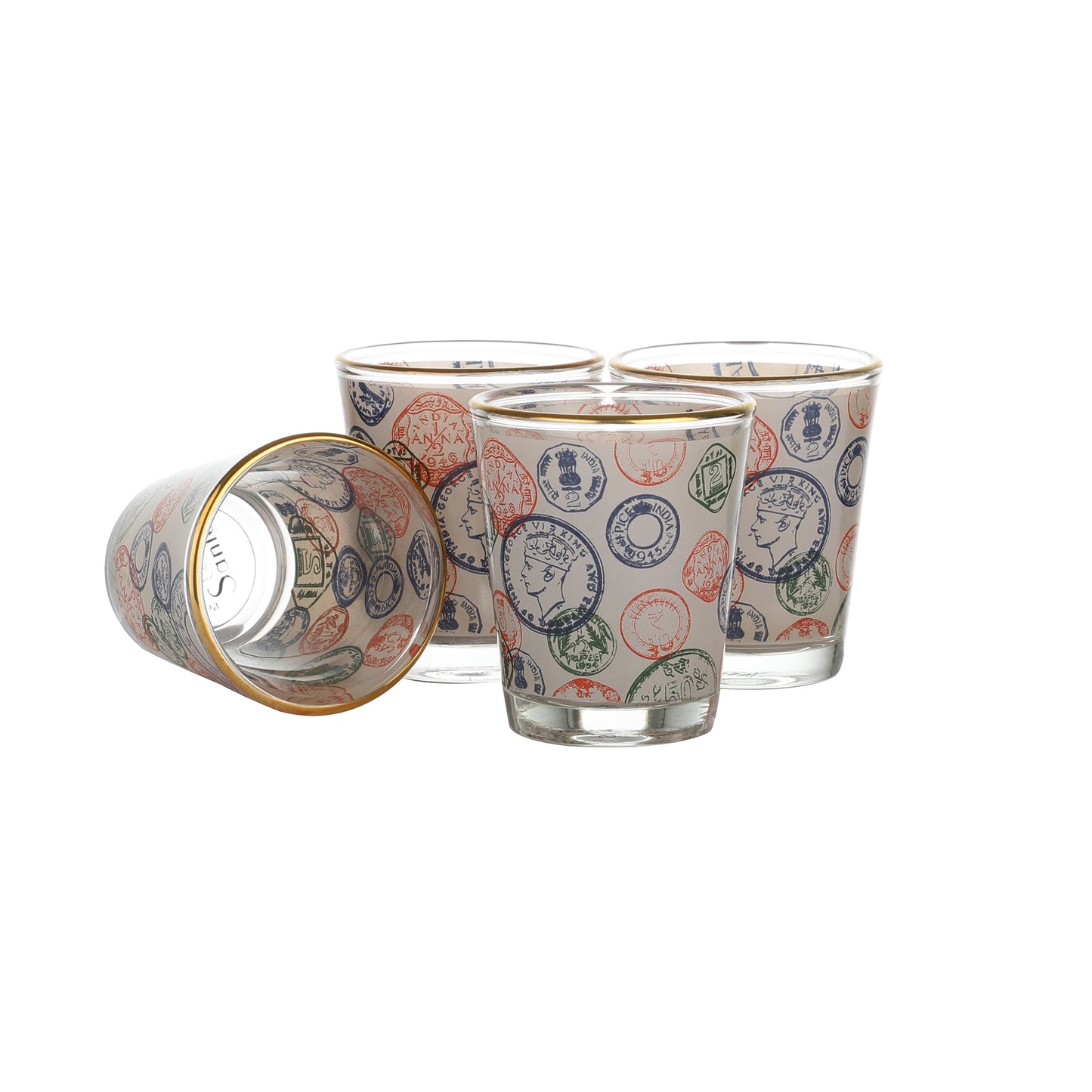Coin Shot Glass - Gold Line - 4pcs - 60 ml