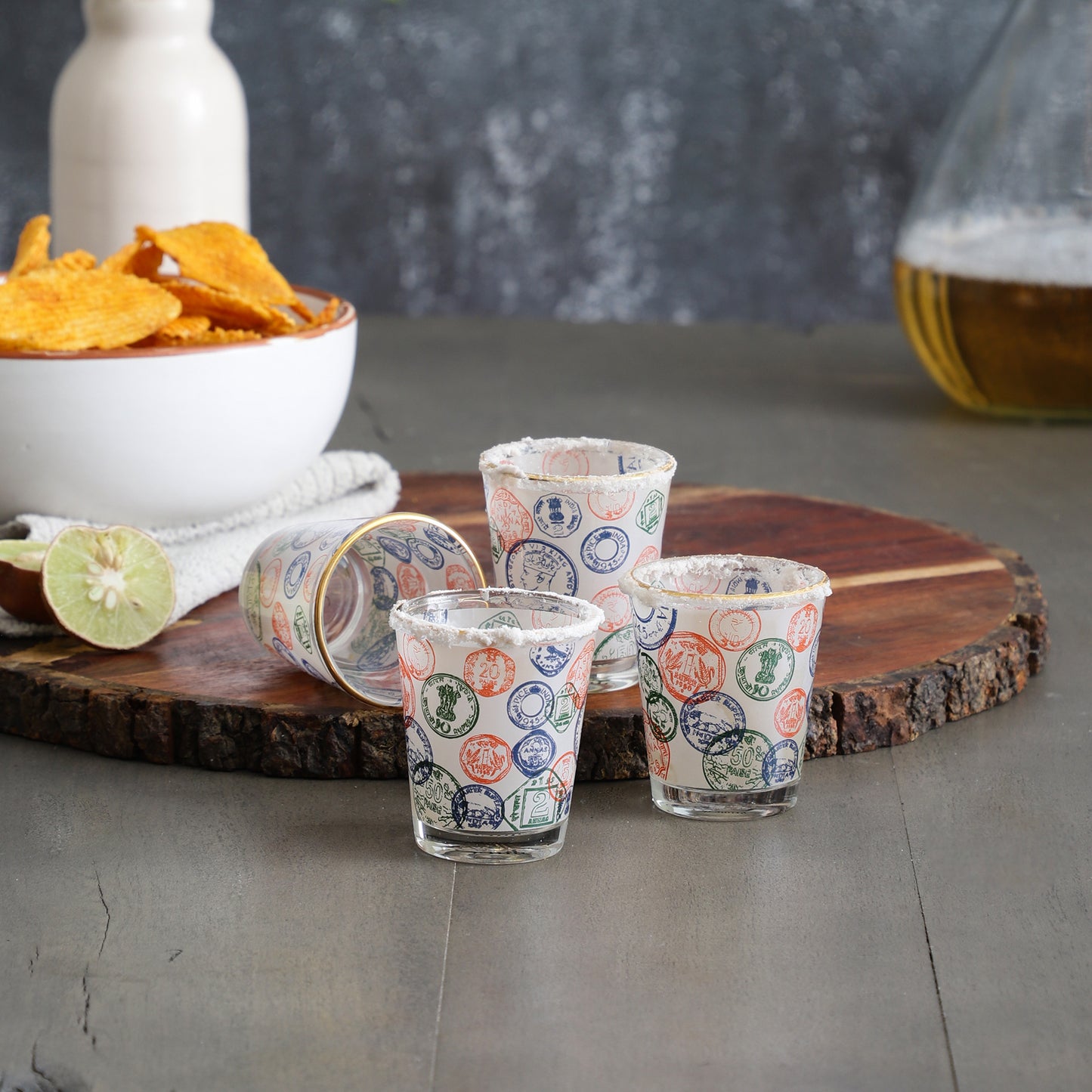 Coin Shot Glass - Gold Line - 4pcs - 60 ml