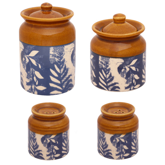 Rustic Blue Burni Jar set of 3
