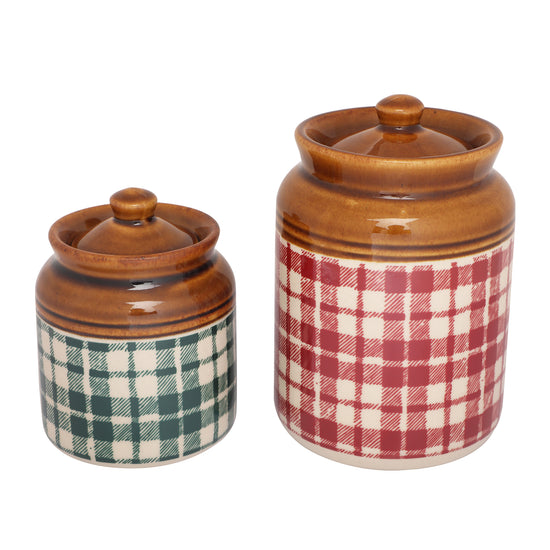English Check Ceramic jar set of 3