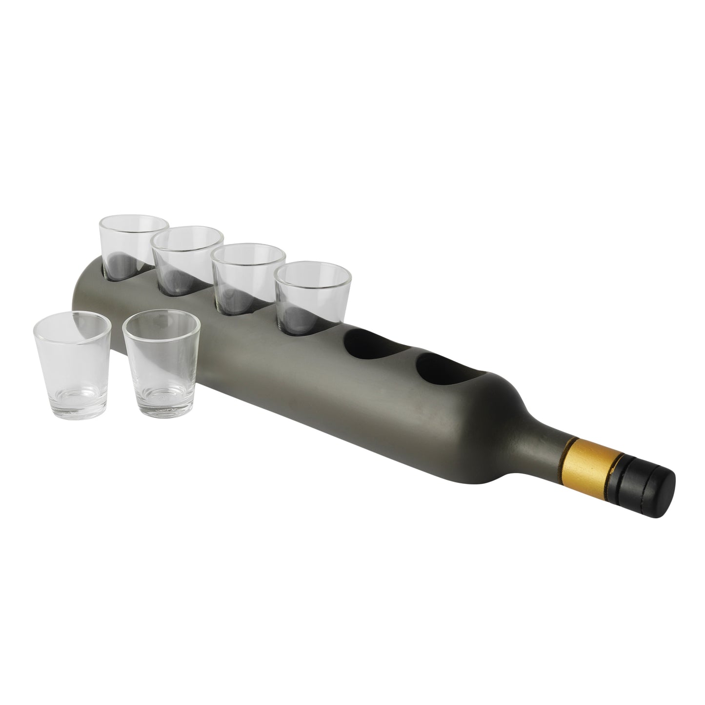Bottle Shot Glass Tray with 6 Glasses