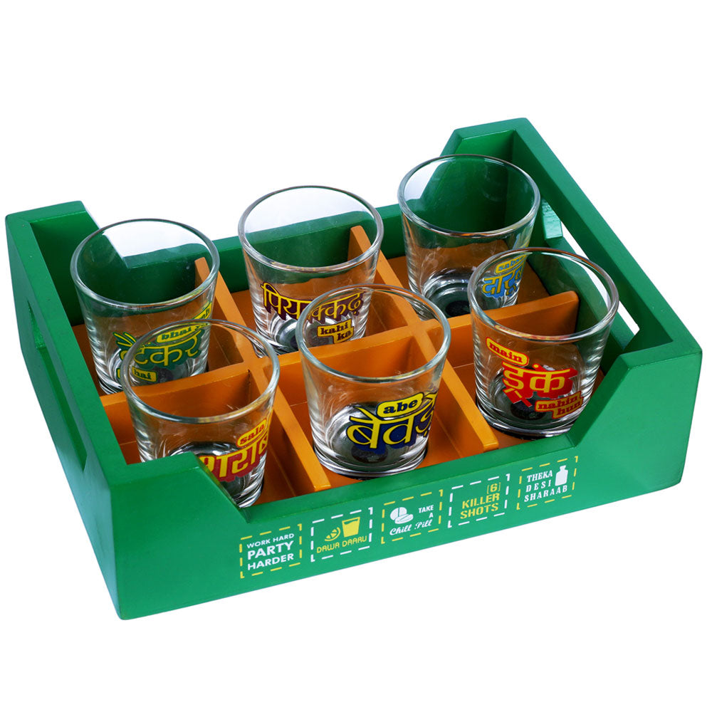 Killer Shot Glass tray with 6 glasses