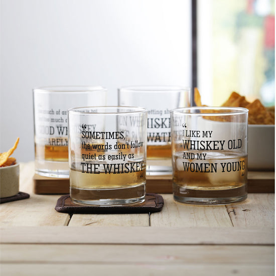 Load image into Gallery viewer, Whiskey Quote Glasses (set of 4)
