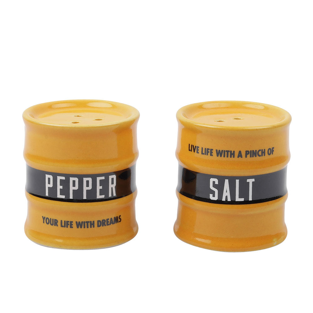 Barrel Salt & Pepper Dispensor Yellow