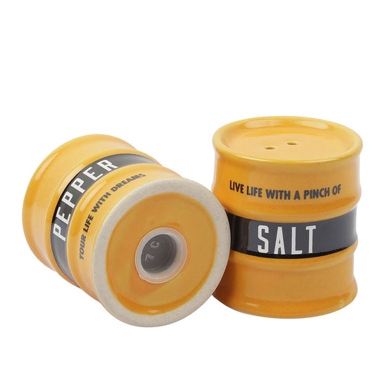 Load image into Gallery viewer, Barrel Salt &amp;amp; Pepper Dispensor Yellow
