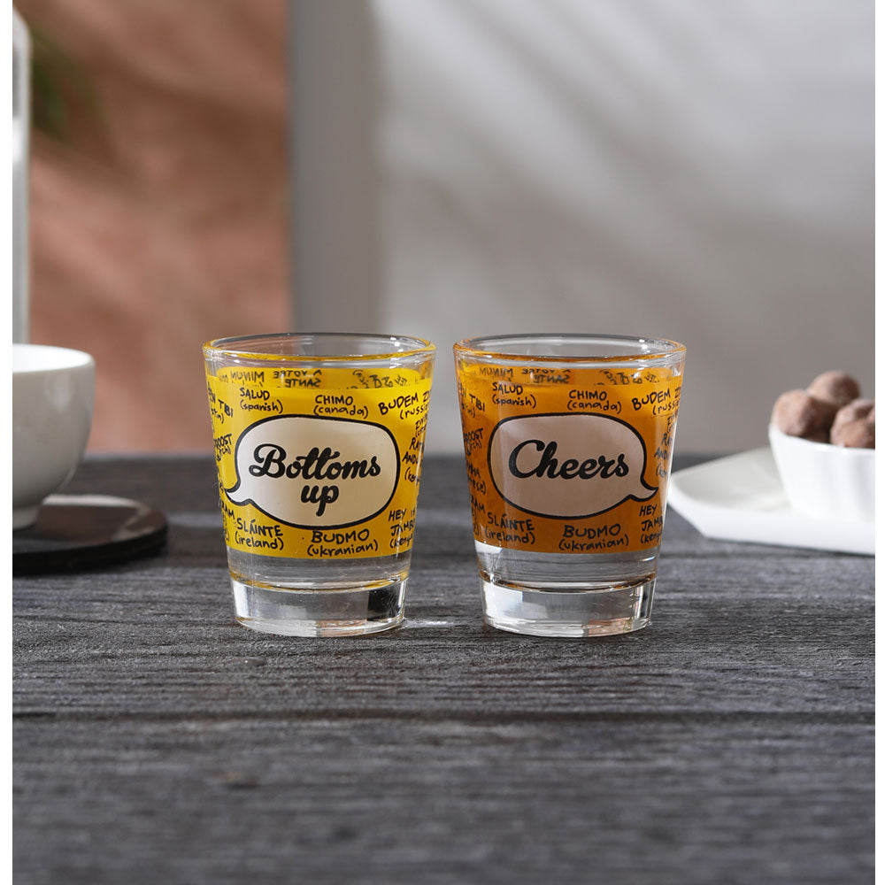 BOTTOMS UP & CHEERS SHOT (GLASS SET OF 2)