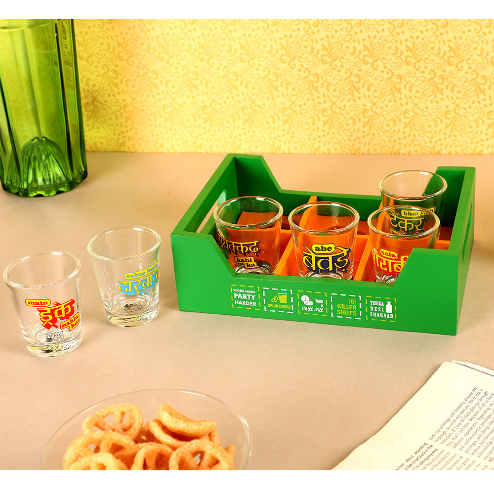 Killer Shot Glass tray with 6 glasses