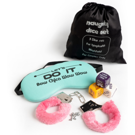 Naughty Dice Set : Love Dice – Love Cuffs – Blindfold Eye Mask